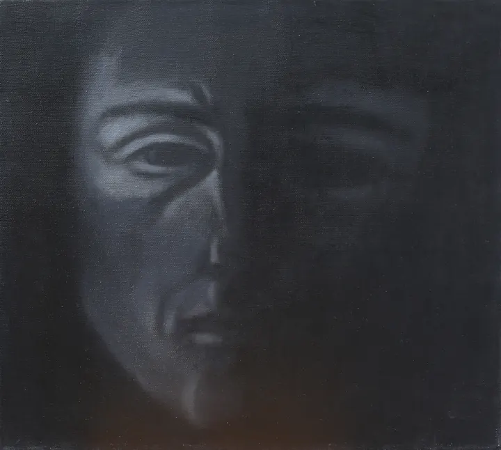 Twarz 1, olej na płótnie, 55 × 59 cm
