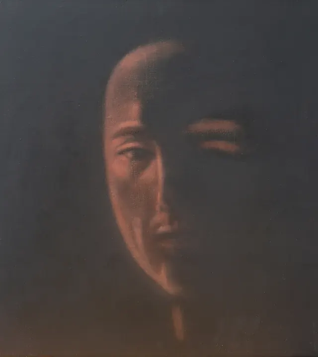 Twarz 10, olej na płótnie, 31 × 34 cm