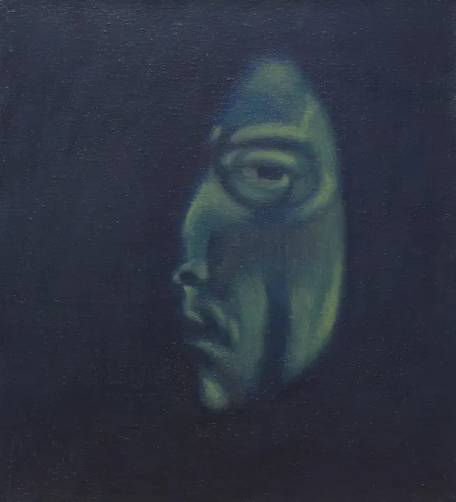 Twarz 14, olej na płótnie, 31 × 34 cm