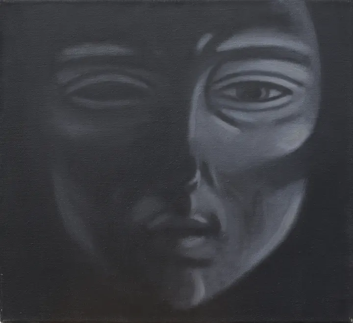 Twarz 4, olej na płótnie, 55 × 59 cm