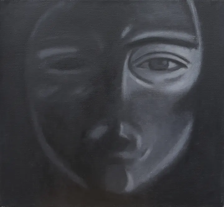 Twarz 5, olej na płótnie, 55 × 59 cm