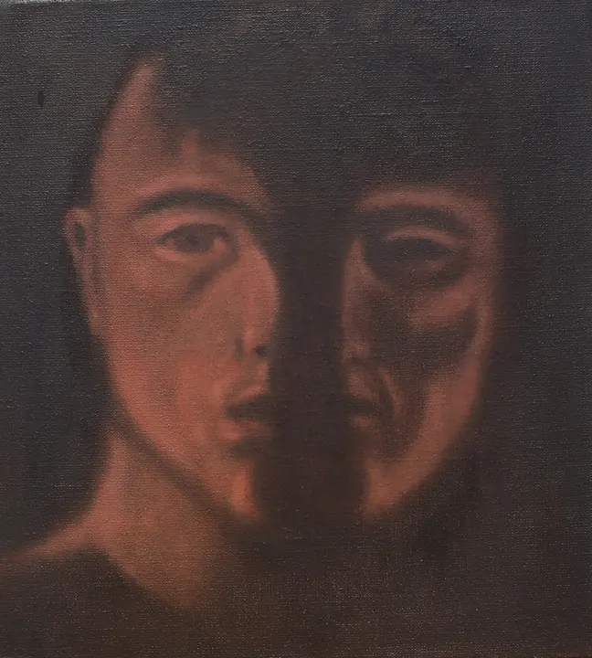 Twarz 6, olej na płótnie, 31 × 34 cm
