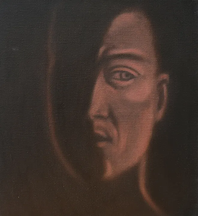 Twarz 7, olej na płótnie, 31 × 34 cm