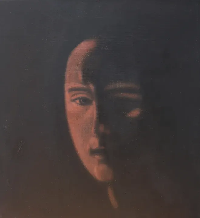 Twarz 8, olej na płótnie, 31 × 34 cm